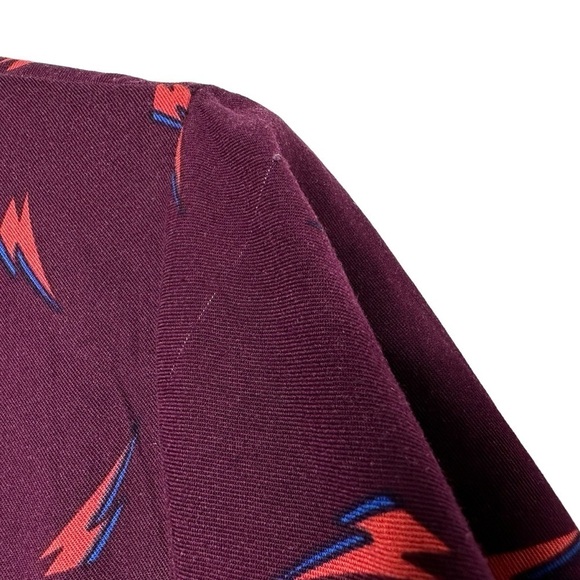 Junk Food Womens Lightning Bolt Button Up Dress Sz Medium Purple Tie Waist - Picture 5 of 7